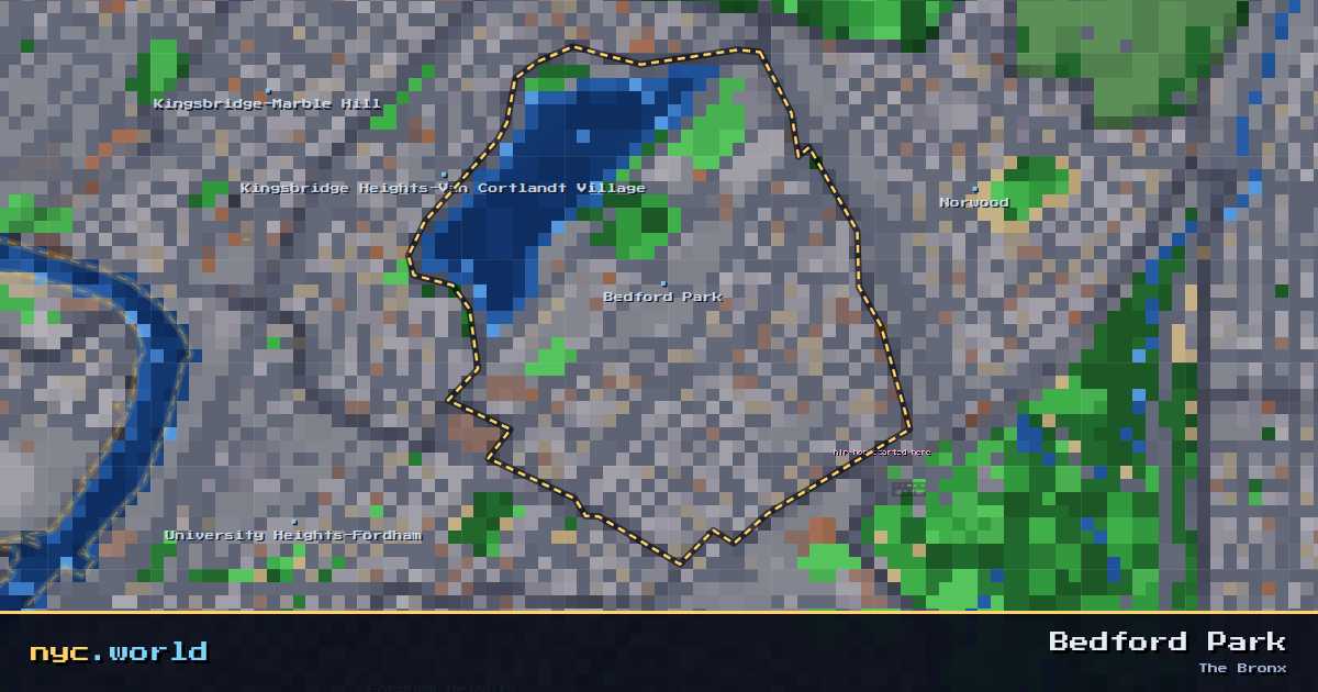 pixel-art map of Bedford Park, The Bronx on nyc.world