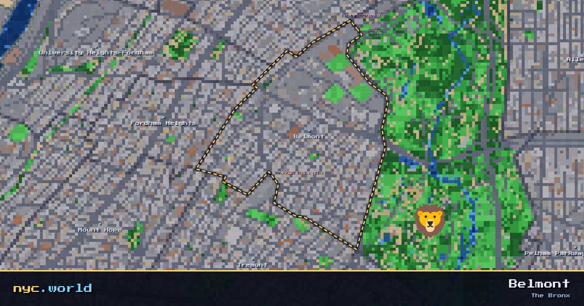 pixel-art map of Belmont, The Bronx on nyc.world