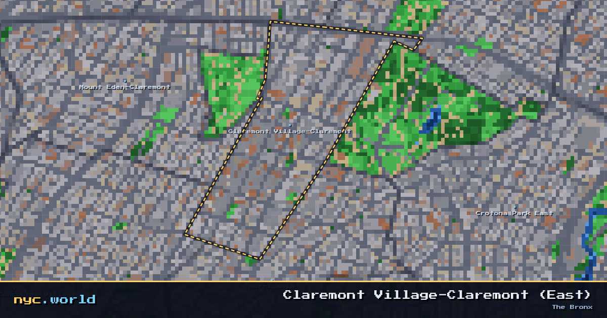 pixel-art map of Claremont Village-Claremont (East), The Bronx on nyc.world