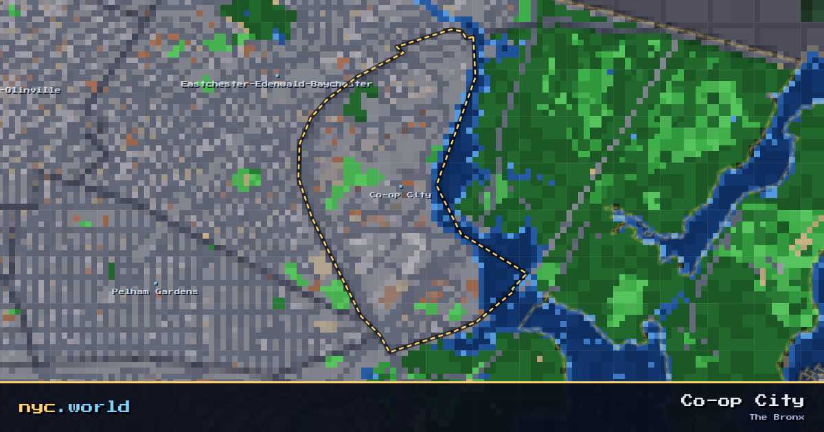 pixel-art map of Co-op City, The Bronx on nyc.world