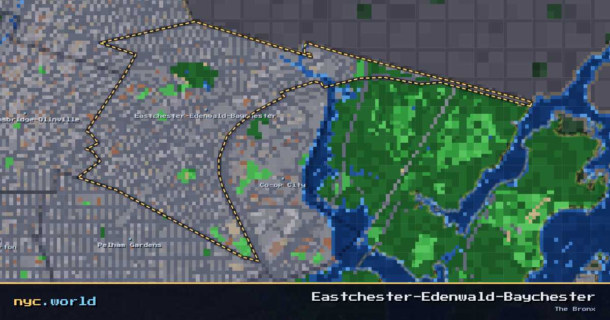 pixel-art map of Eastchester-Edenwald-Baychester, The Bronx on nyc.world