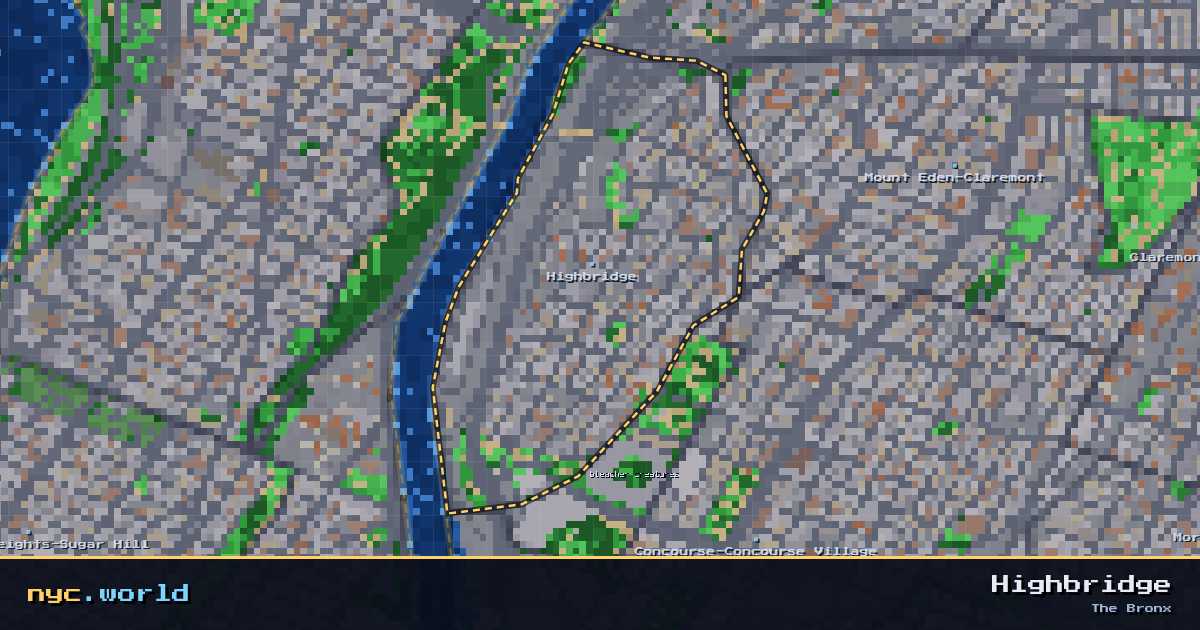 pixel-art map of Highbridge, The Bronx on nyc.world