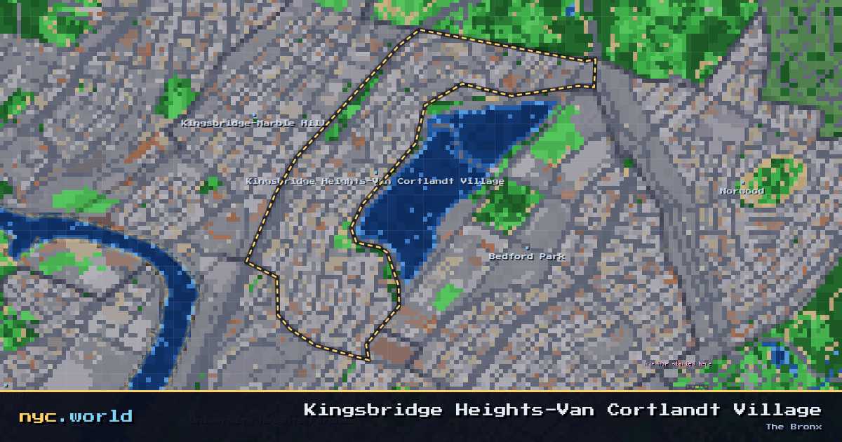 pixel-art map of Kingsbridge Heights-Van Cortlandt Village, The Bronx on nyc.world