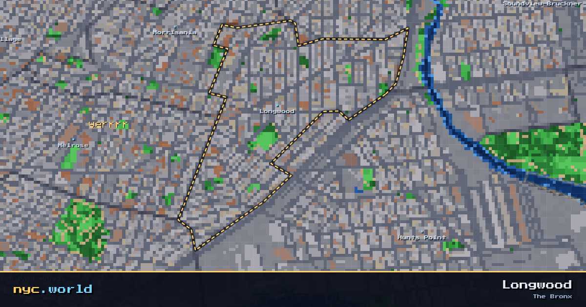 pixel-art map of Longwood, The Bronx on nyc.world