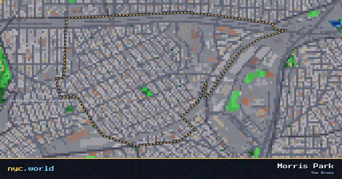 pixel-art map of Morris Park, The Bronx on nyc.world