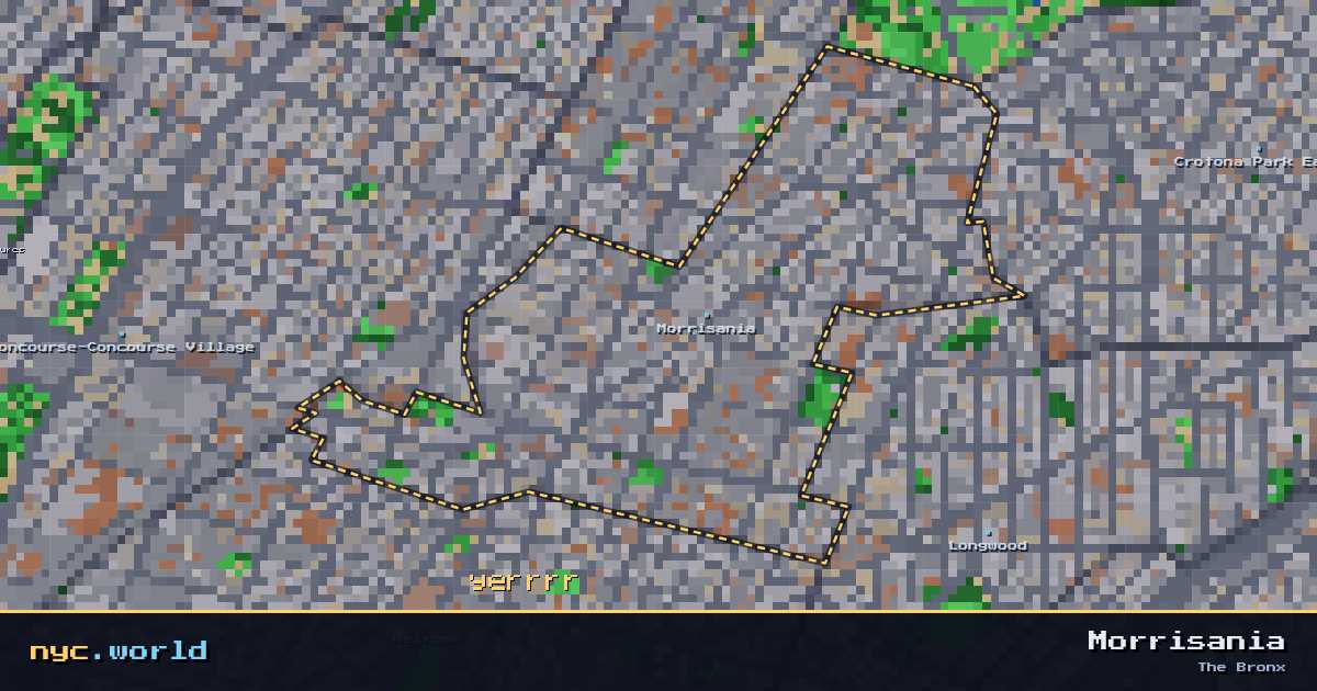 pixel-art map of Morrisania, The Bronx on nyc.world