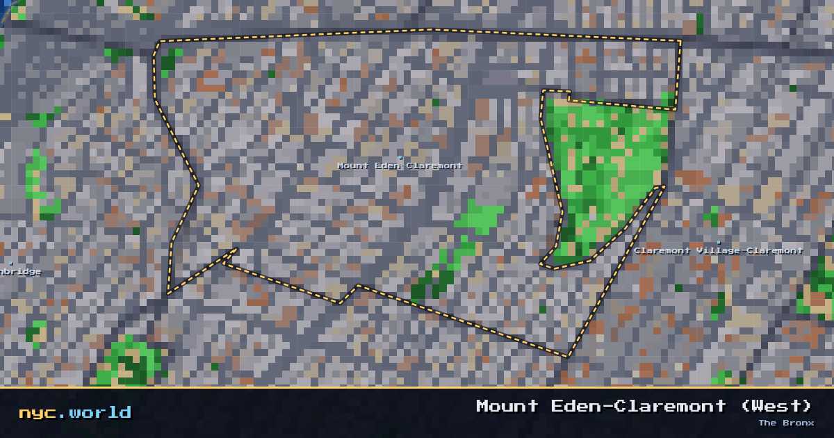 pixel-art map of Mount Eden-Claremont (West), The Bronx on nyc.world