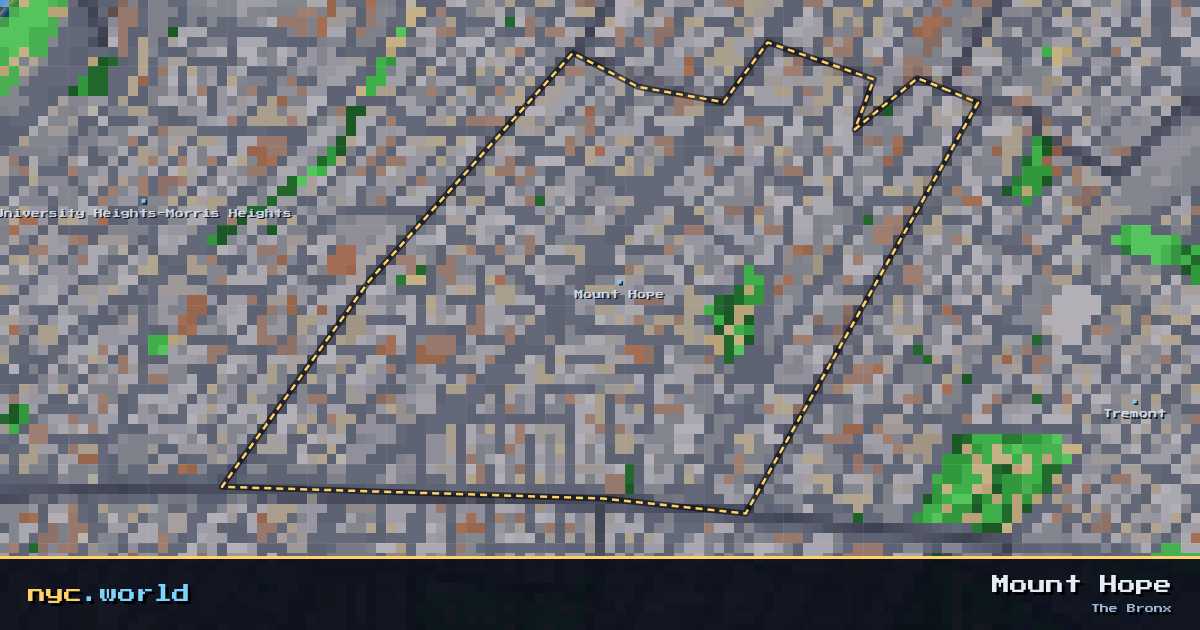 pixel-art map of Mount Hope, The Bronx on nyc.world