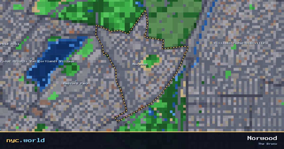 pixel-art map of Norwood, The Bronx on nyc.world