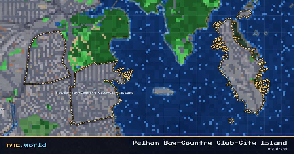 pixel-art map of Pelham Bay-Country Club-City Island, The Bronx on nyc.world