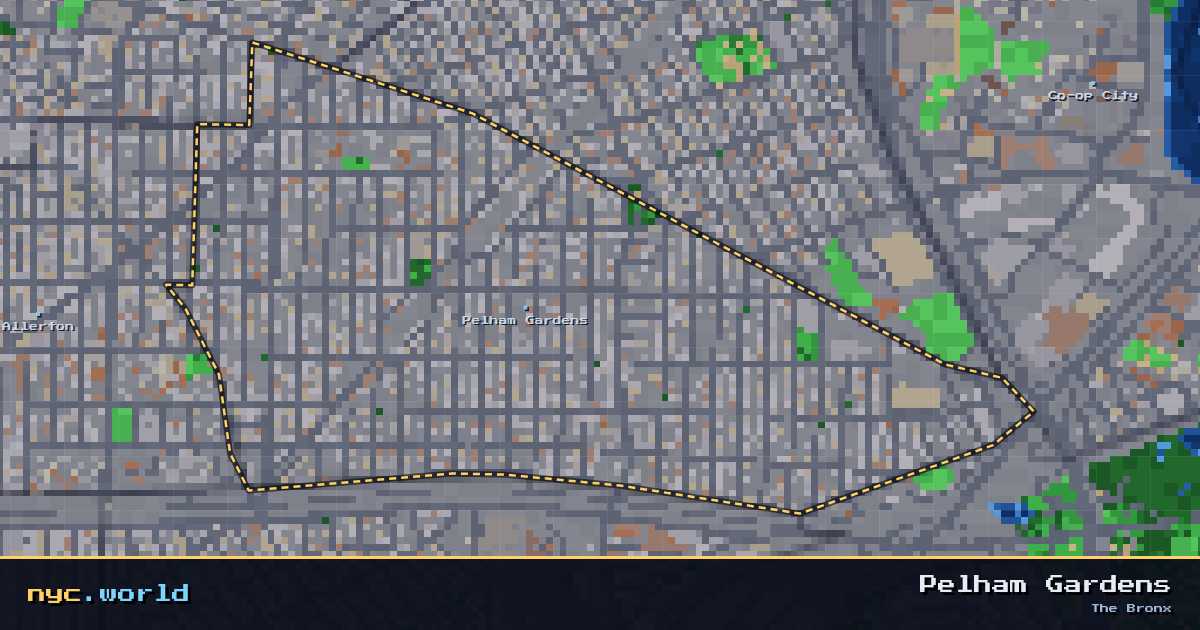 pixel-art map of Pelham Gardens, The Bronx on nyc.world