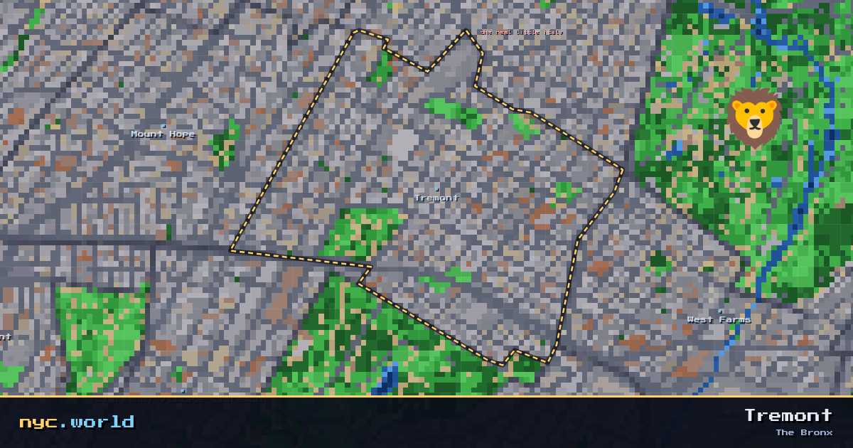 pixel-art map of Tremont, The Bronx on nyc.world