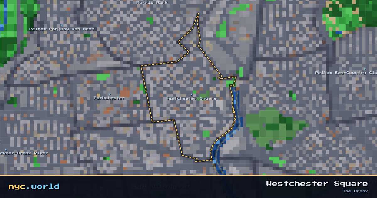 pixel-art map of Westchester Square, The Bronx on nyc.world