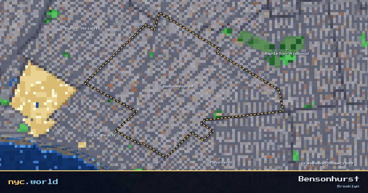 pixel-art map of Bensonhurst, Brooklyn on nyc.world