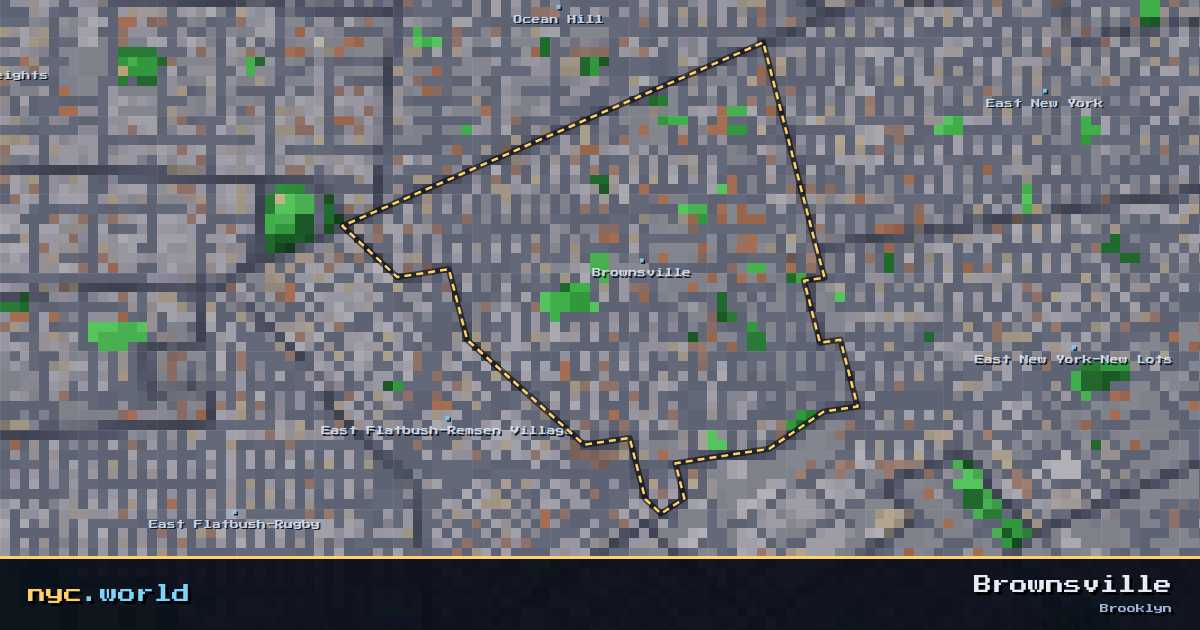 pixel-art map of Brownsville, Brooklyn on nyc.world