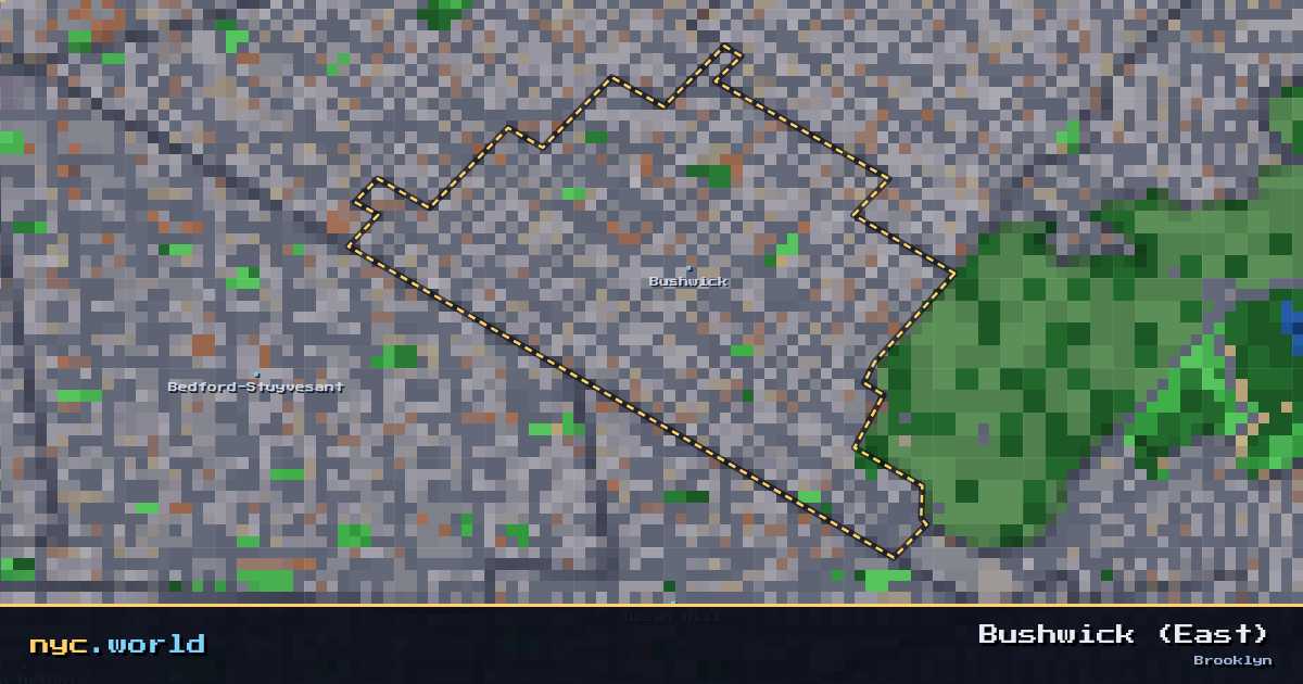 pixel-art map of Bushwick (East), Brooklyn on nyc.world
