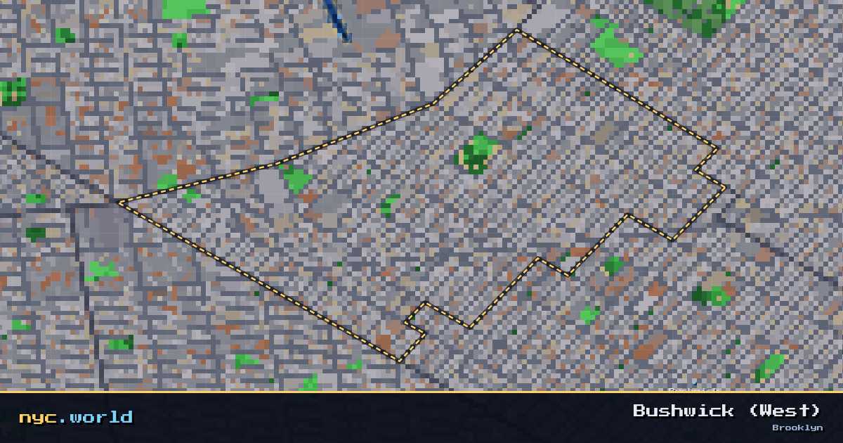 pixel-art map of Bushwick (West), Brooklyn on nyc.world