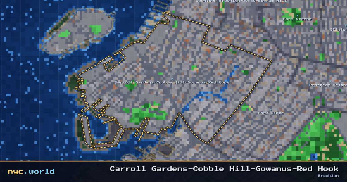 pixel-art map of Carroll Gardens-Cobble Hill-Gowanus-Red Hook, Brooklyn on nyc.world