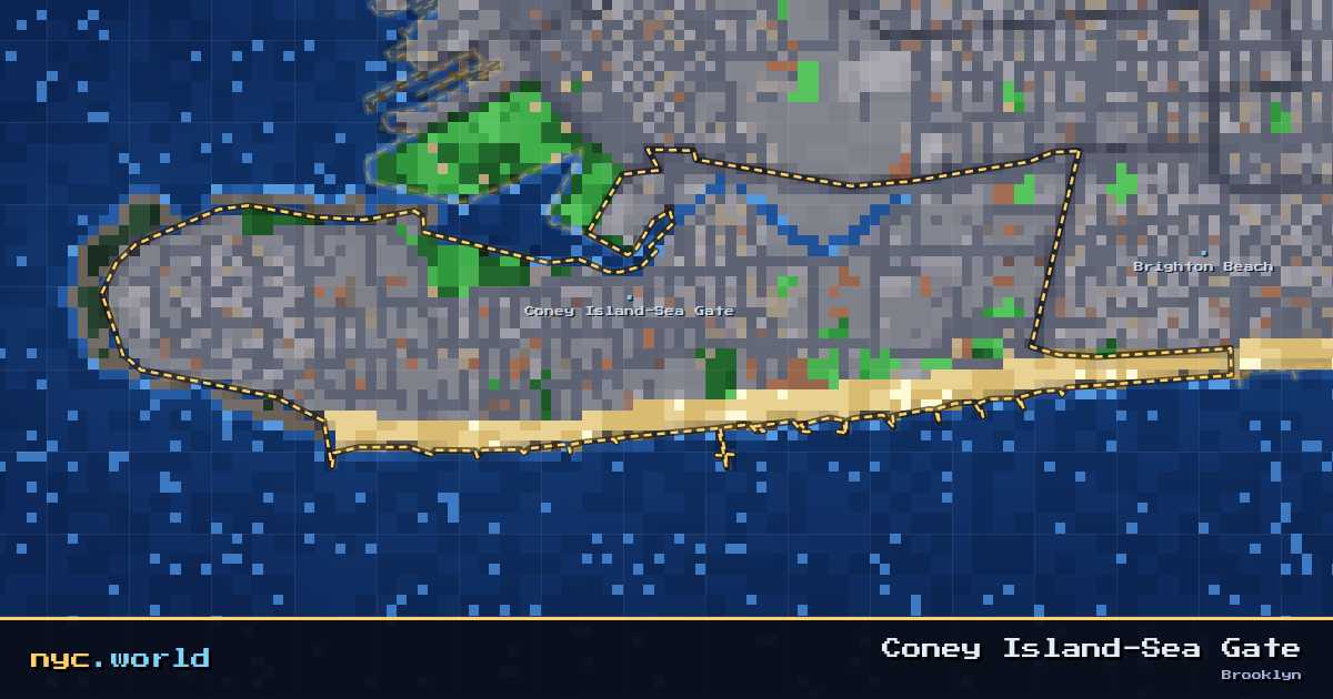 pixel-art map of Coney Island-Sea Gate, Brooklyn on nyc.world