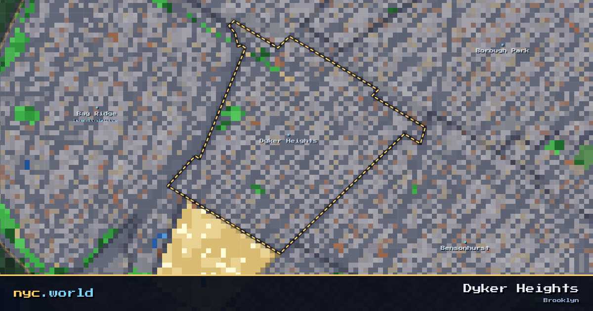 pixel-art map of Dyker Heights, Brooklyn on nyc.world