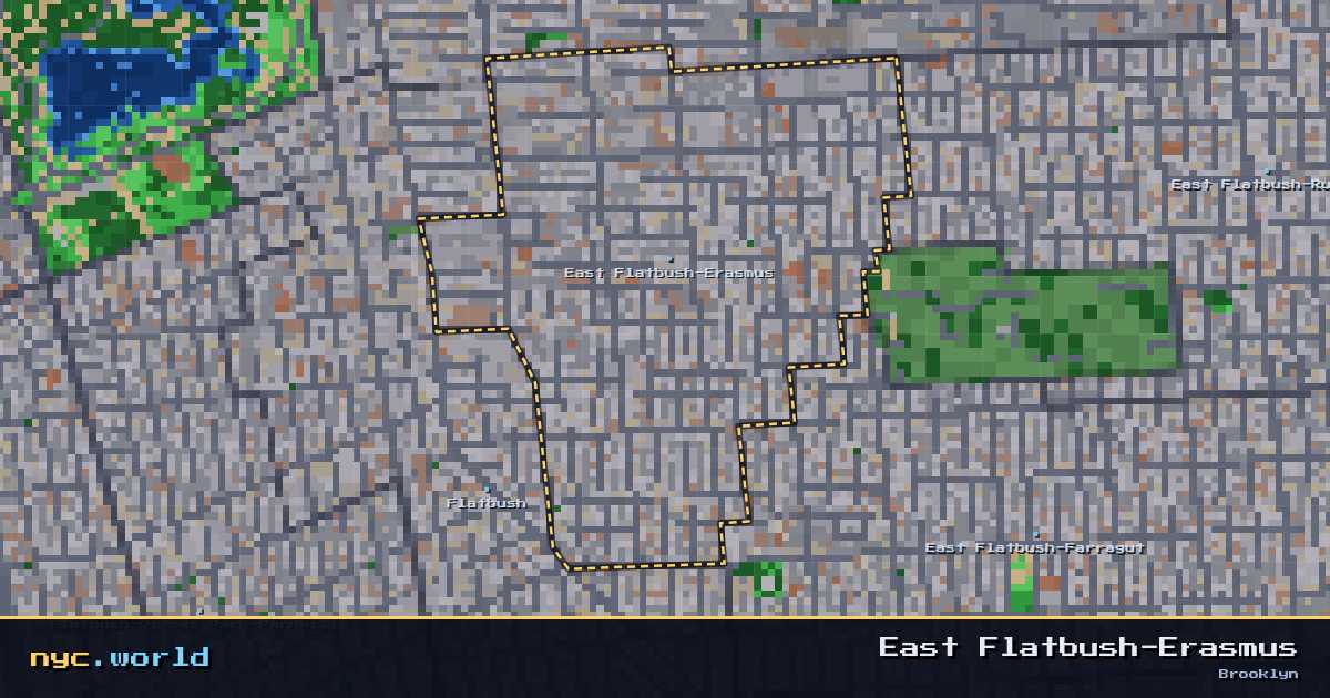 pixel-art map of East Flatbush-Erasmus, Brooklyn on nyc.world
