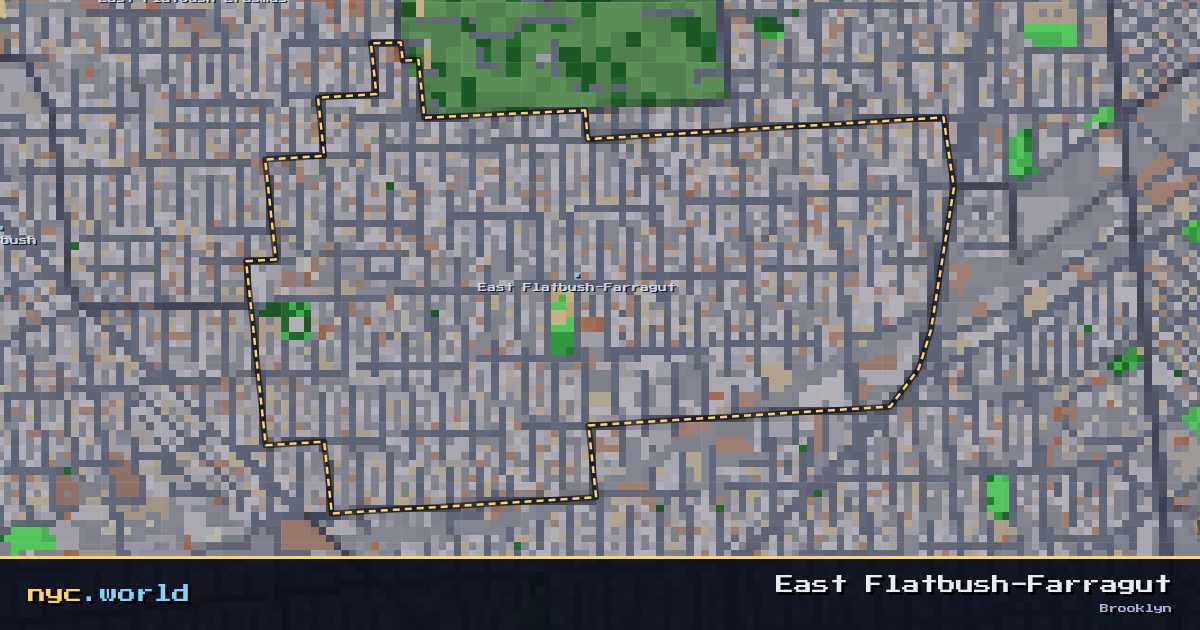 pixel-art map of East Flatbush-Farragut, Brooklyn on nyc.world