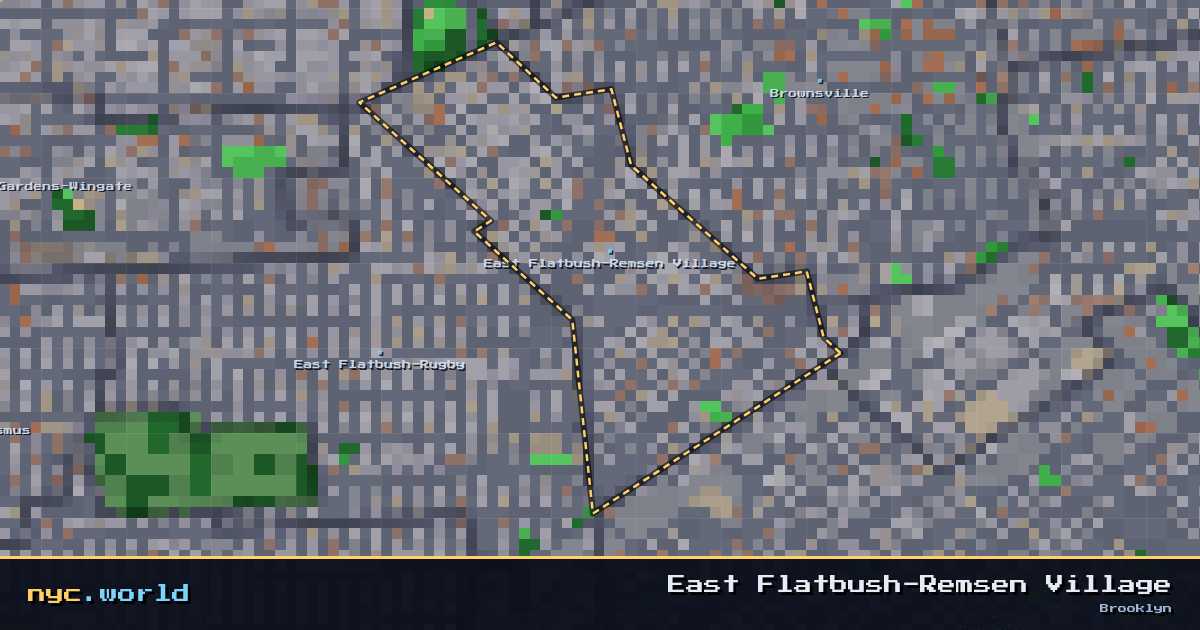 pixel-art map of East Flatbush-Remsen Village, Brooklyn on nyc.world