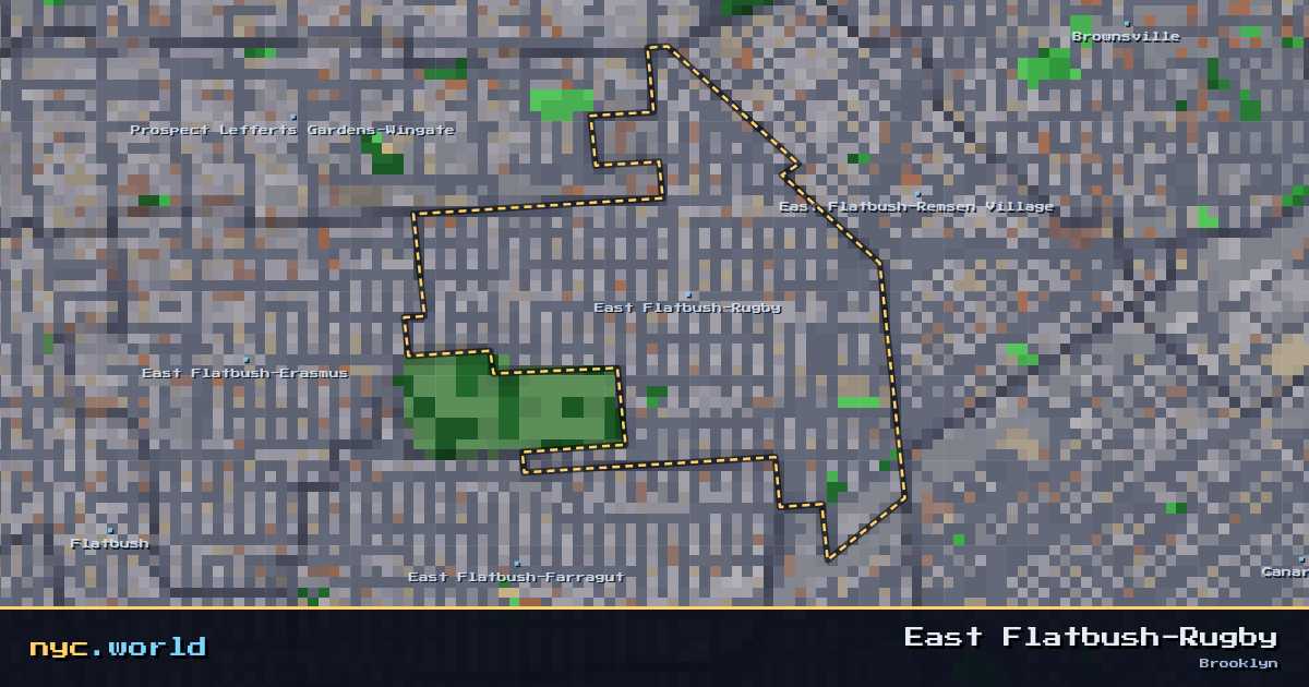 pixel-art map of East Flatbush-Rugby, Brooklyn on nyc.world