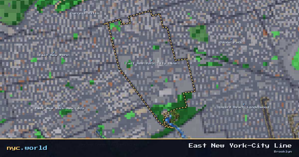 pixel-art map of East New York-City Line, Brooklyn on nyc.world