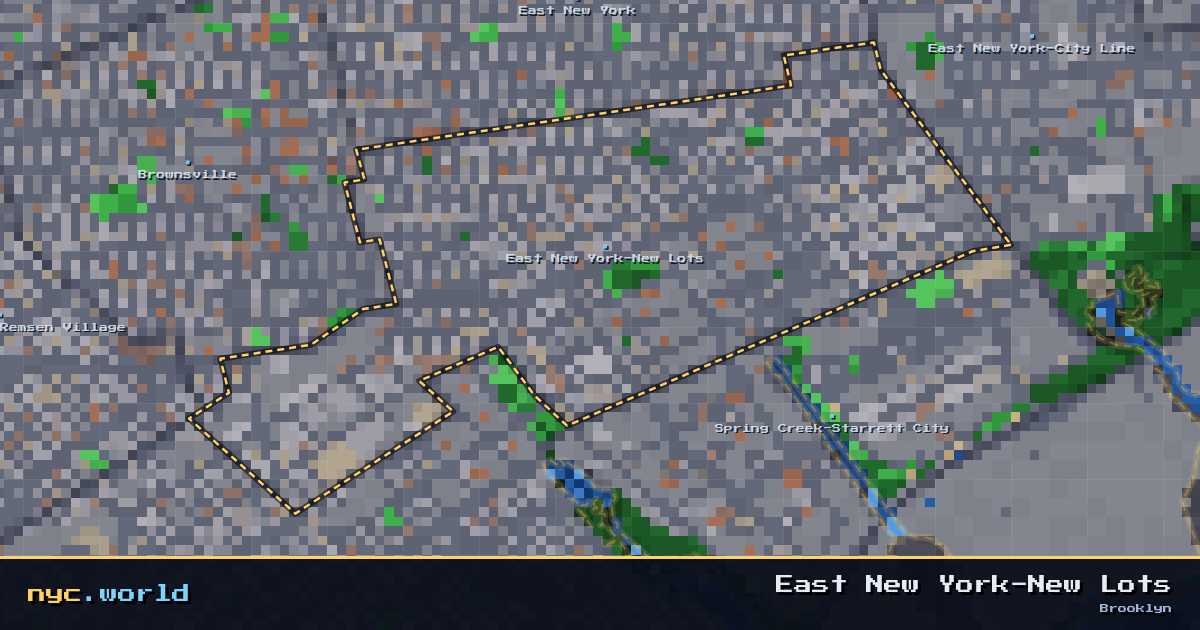 pixel-art map of East New York-New Lots, Brooklyn on nyc.world