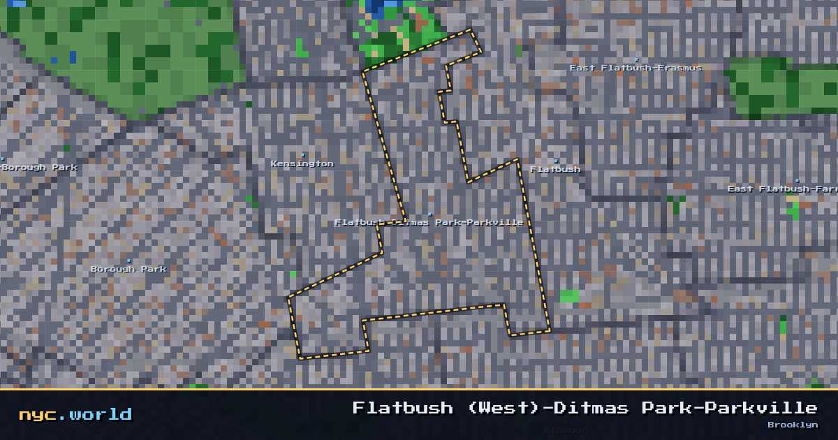 pixel-art map of Flatbush (West)-Ditmas Park-Parkville, Brooklyn on nyc.world