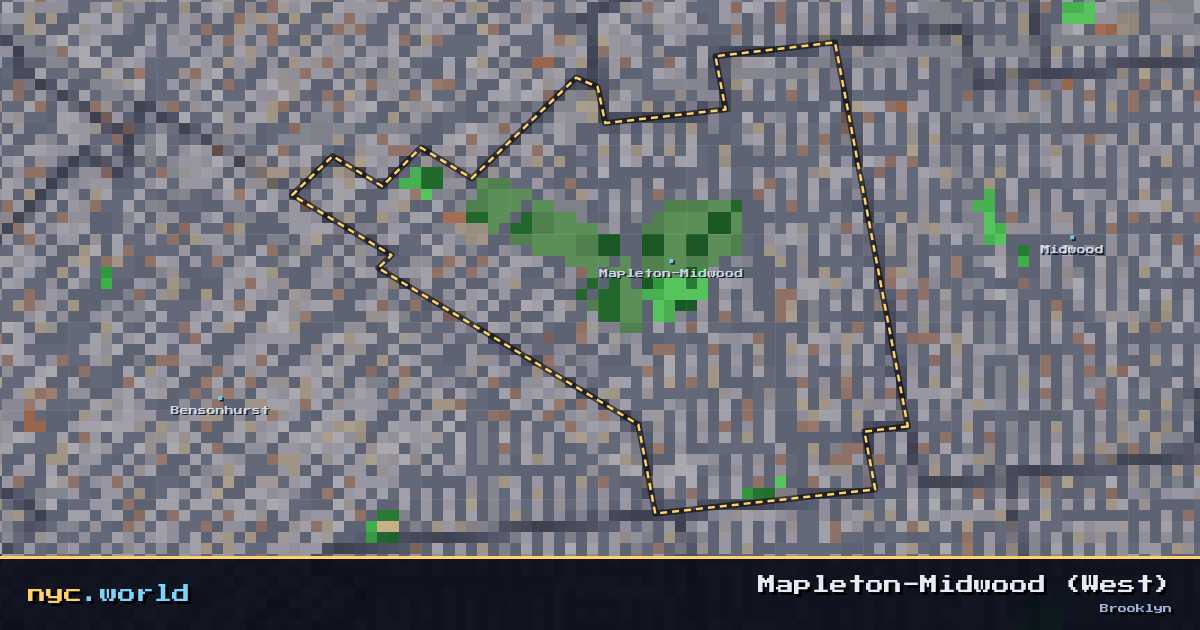 pixel-art map of Mapleton-Midwood (West), Brooklyn on nyc.world