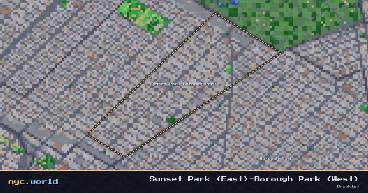 pixel-art map of Sunset Park (East)-Borough Park (West), Brooklyn on nyc.world
