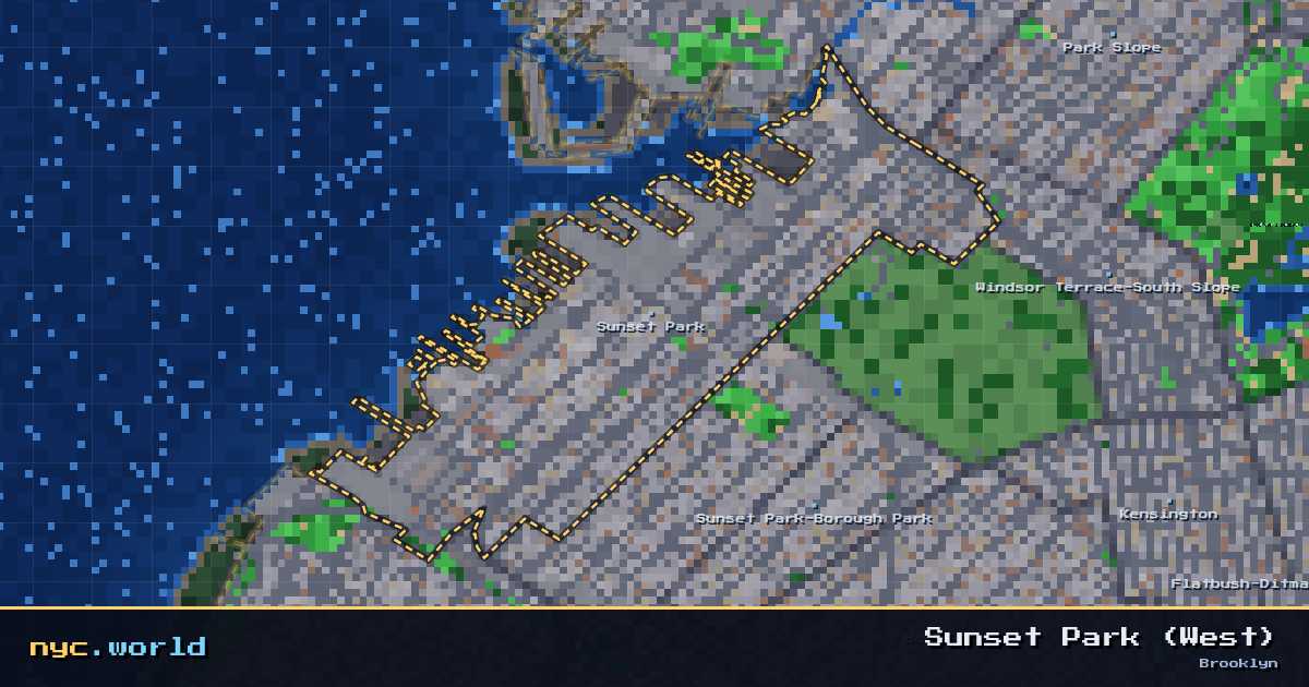 pixel-art map of Sunset Park (West), Brooklyn on nyc.world