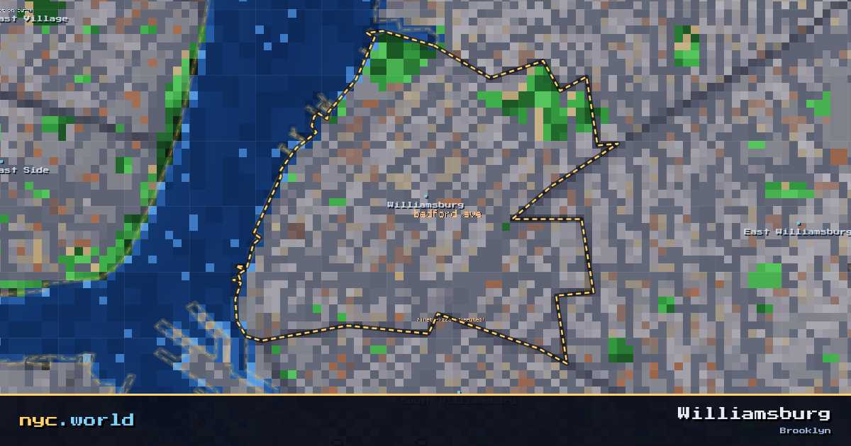 pixel-art map of Williamsburg, Brooklyn on nyc.world