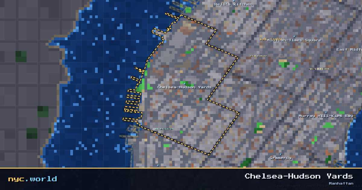pixel-art map of Chelsea-Hudson Yards, Manhattan on nyc.world
