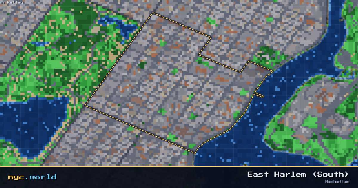 pixel-art map of East Harlem (South), Manhattan on nyc.world