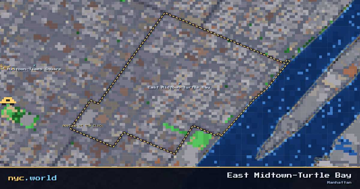pixel-art map of East Midtown-Turtle Bay, Manhattan on nyc.world