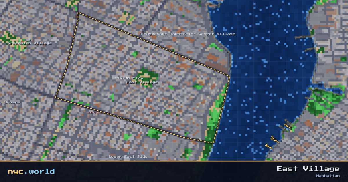 pixel-art map of East Village, Manhattan on nyc.world