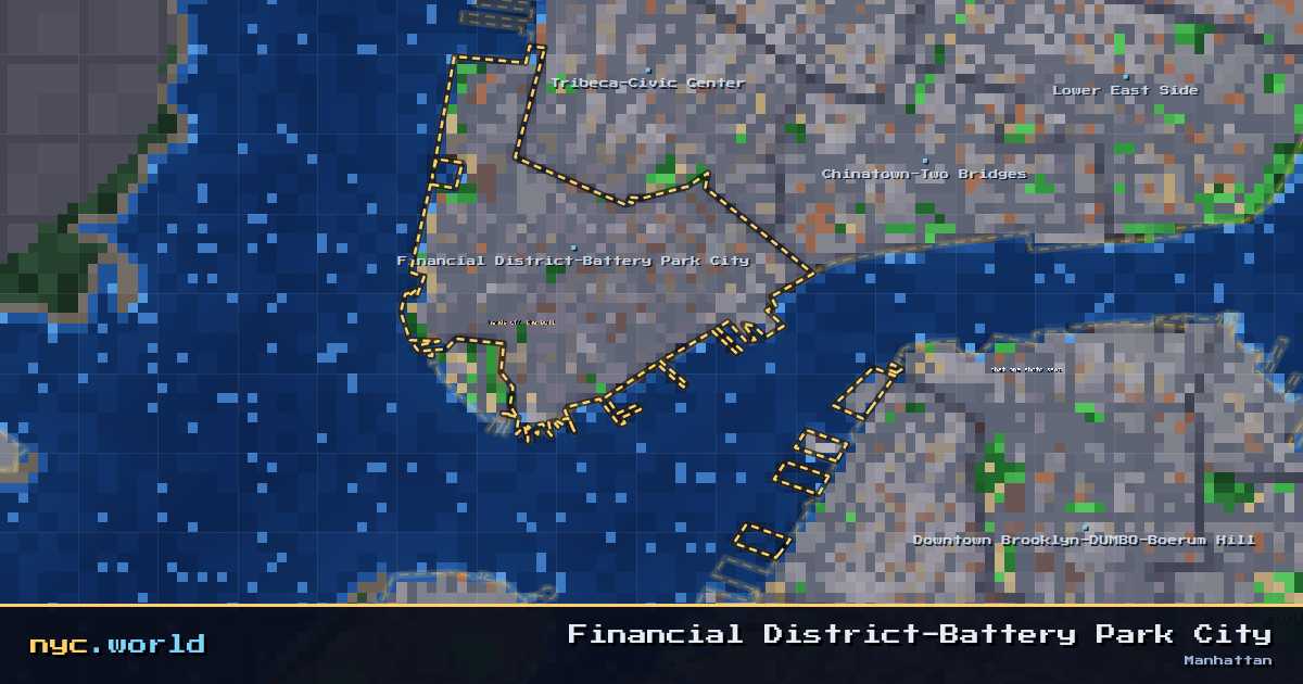 pixel-art map of Financial District-Battery Park City, Manhattan on nyc.world
