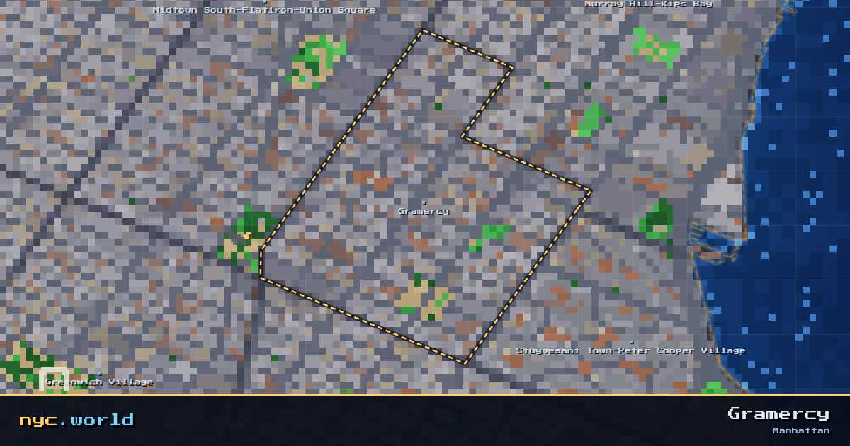 pixel-art map of Gramercy, Manhattan on nyc.world