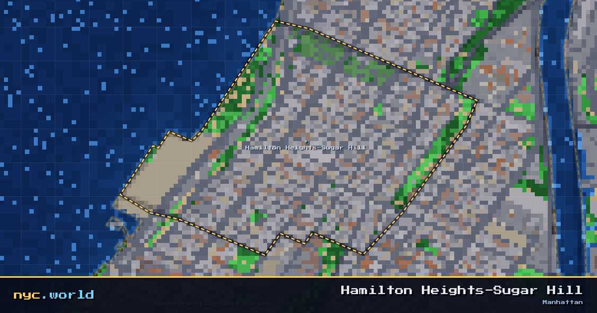 pixel-art map of Hamilton Heights-Sugar Hill, Manhattan on nyc.world