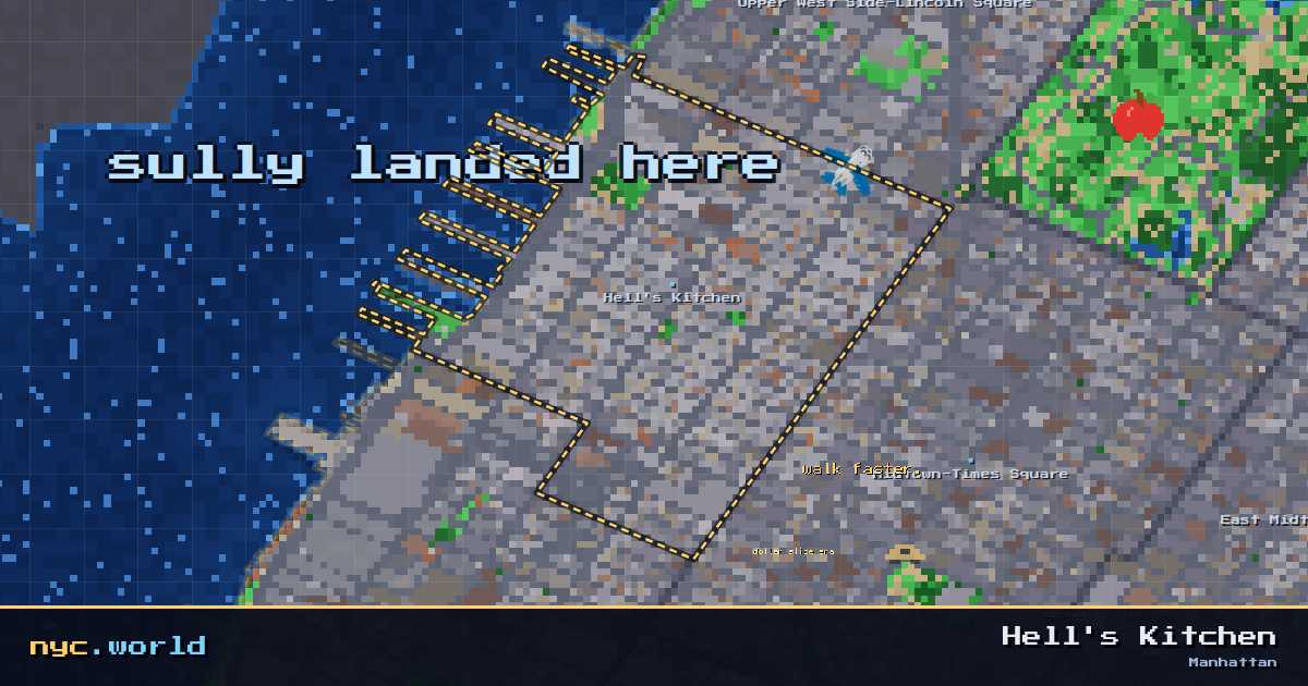 pixel-art map of Hell's Kitchen, Manhattan on nyc.world