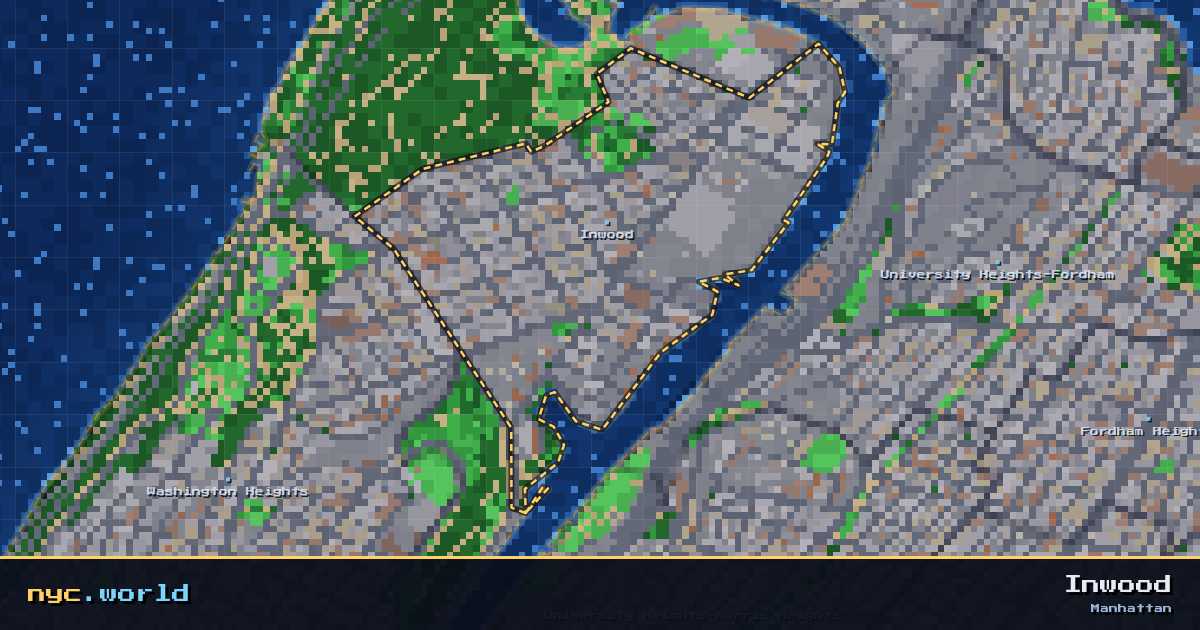 pixel-art map of Inwood, Manhattan on nyc.world