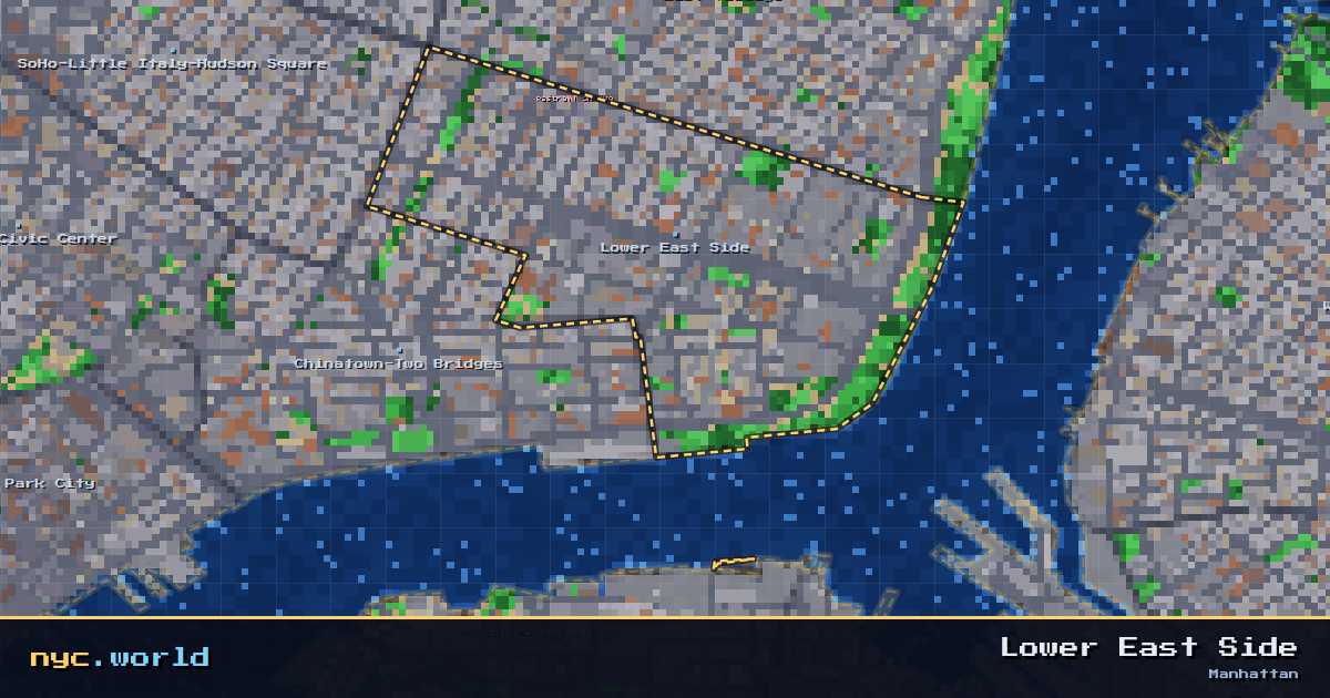 pixel-art map of Lower East Side, Manhattan on nyc.world
