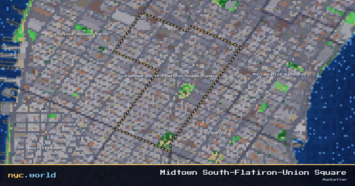 pixel-art map of Midtown South-Flatiron-Union Square, Manhattan on nyc.world