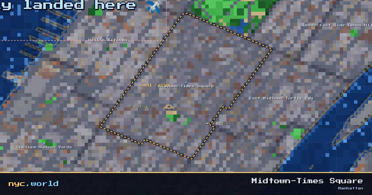 pixel-art map of Midtown-Times Square, Manhattan on nyc.world