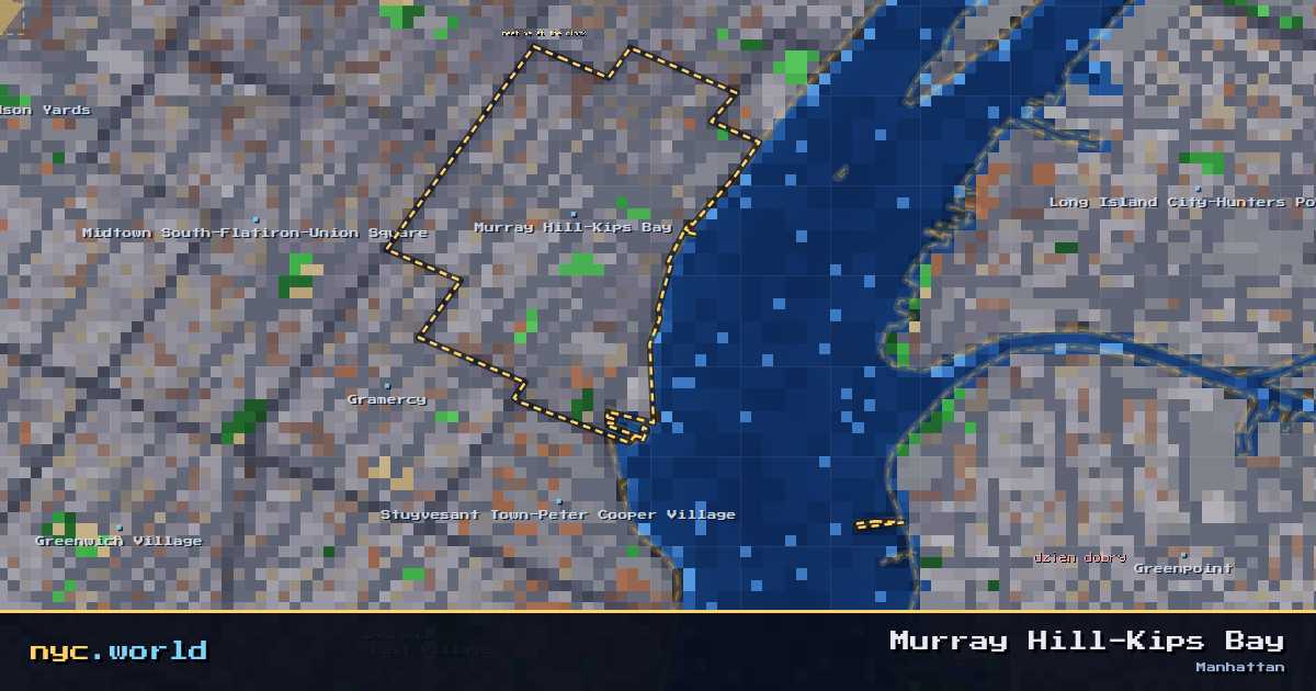 pixel-art map of Murray Hill-Kips Bay, Manhattan on nyc.world
