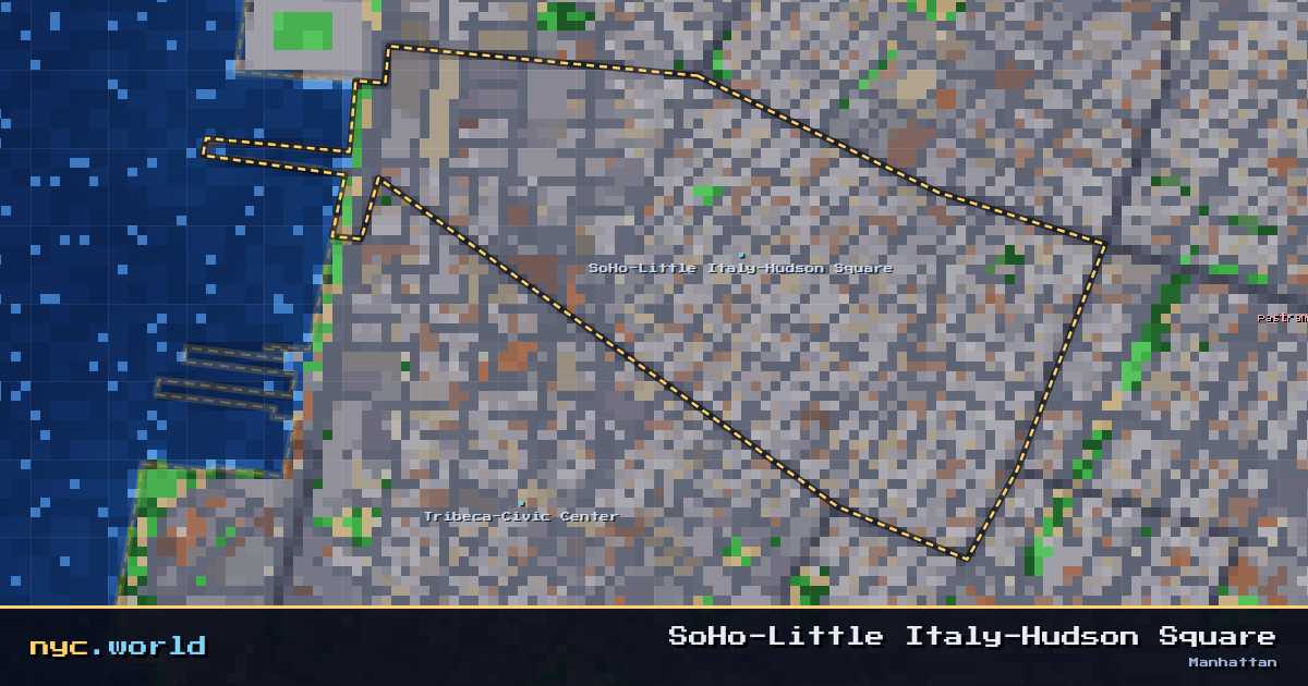 pixel-art map of SoHo-Little Italy-Hudson Square, Manhattan on nyc.world