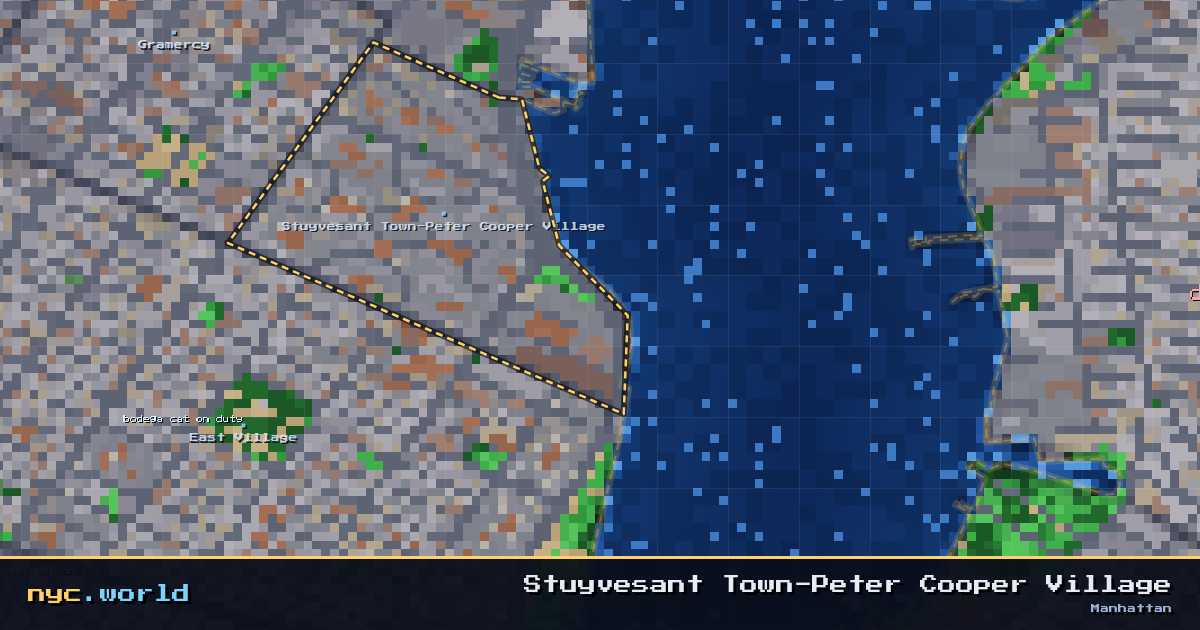 pixel-art map of Stuyvesant Town-Peter Cooper Village, Manhattan on nyc.world